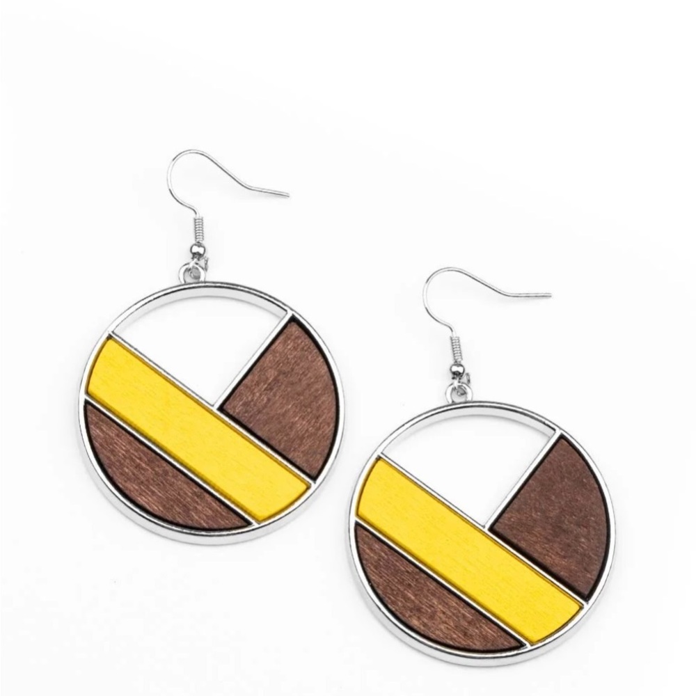 Paparazzi Yellow and Brown Circle Earrings